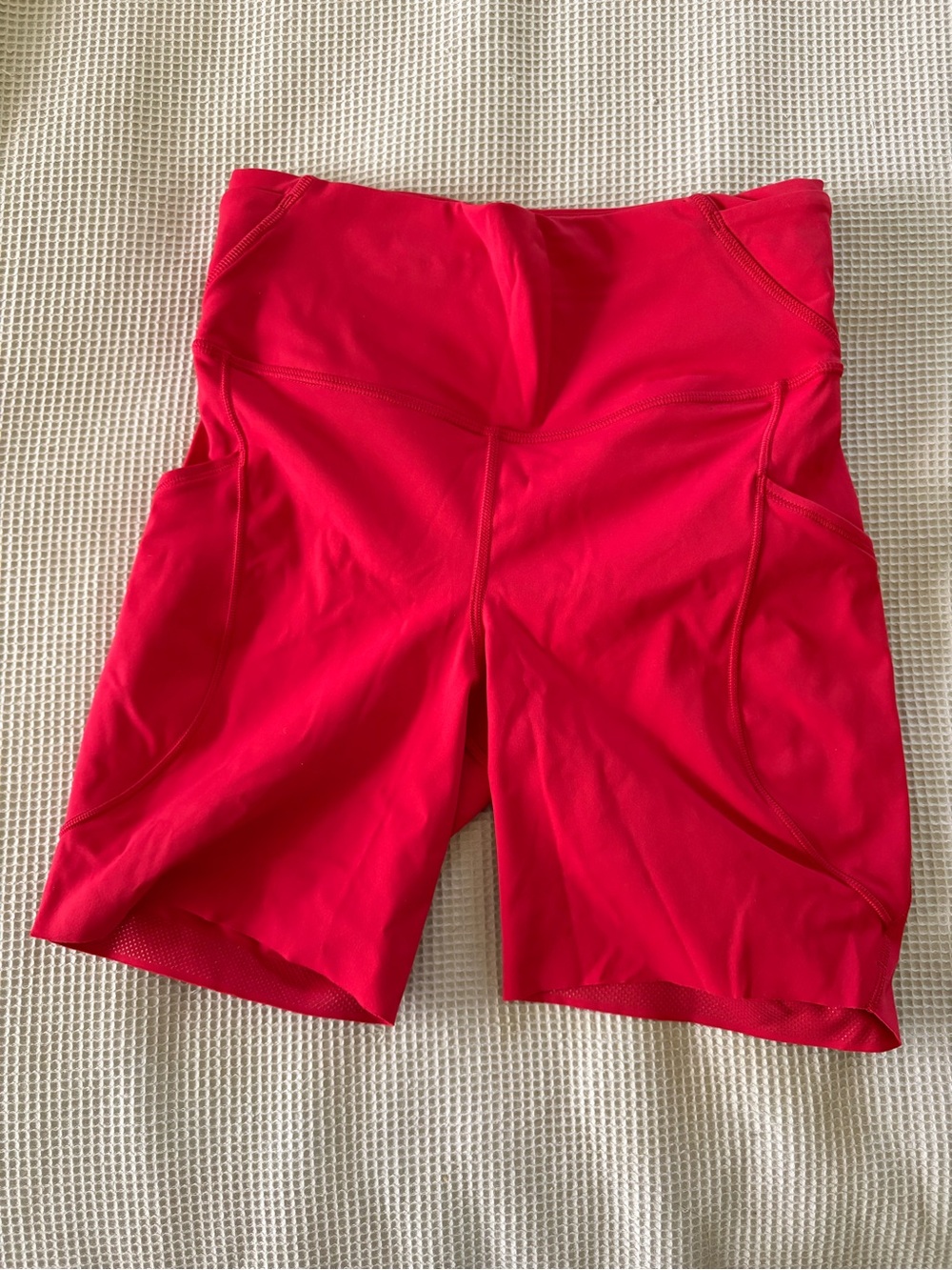 Lululemon Fast and Free Bike Shorts in Bright Red
